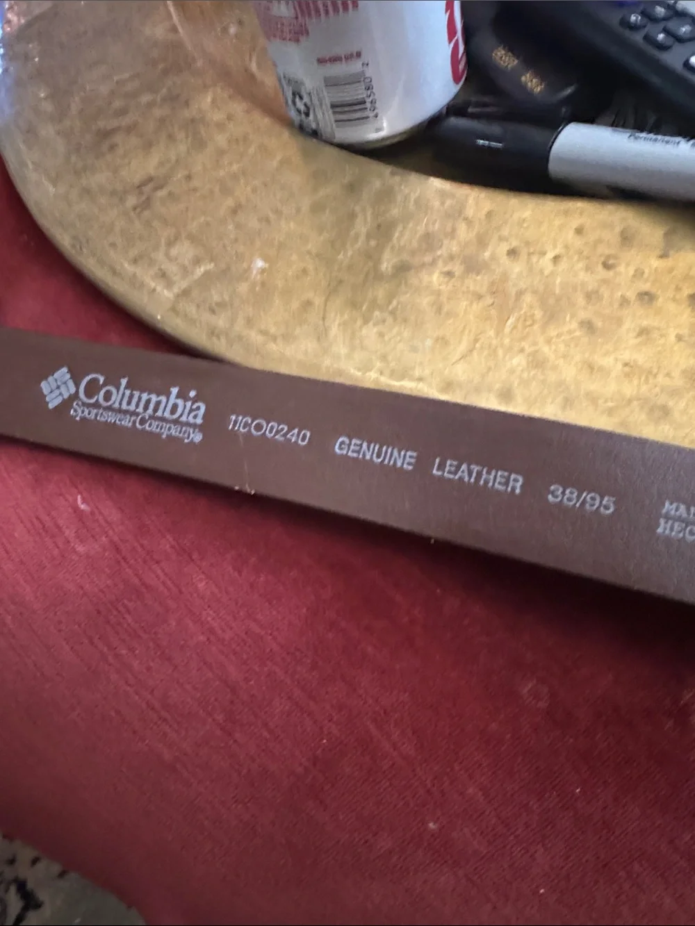 Columbia Brown Leather Casual Belt with Dark Buckle